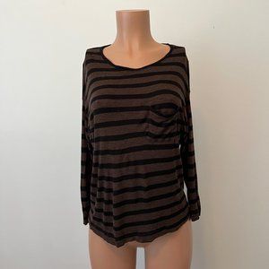 Vince Brown/Black Striped 3/4 Sleeve Top - Small